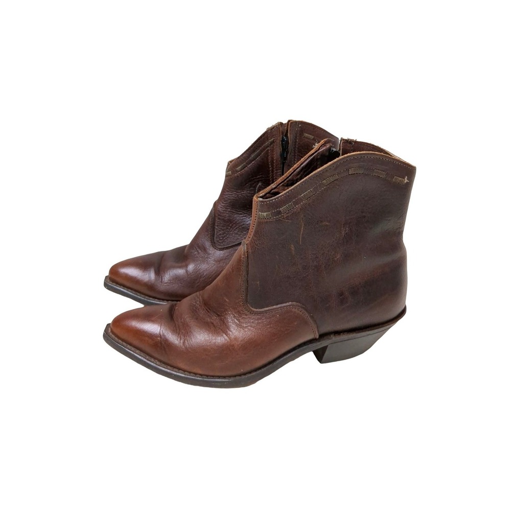 Laredo Ankle Boot Womens 6 Brown Western Cowgirl Country Leather Side Zip